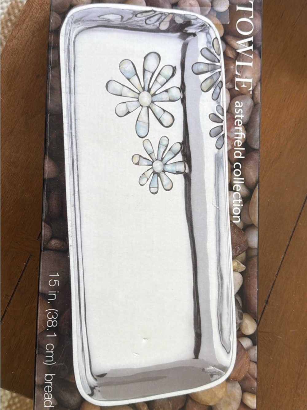 Vintage mother of pearl inlay silver bread serving tray
